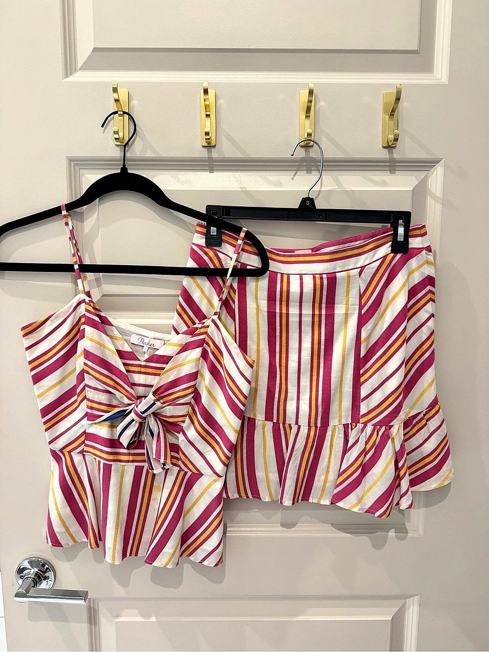 Parker Striped set in Pink & White -  (top size small, skirt size 2)